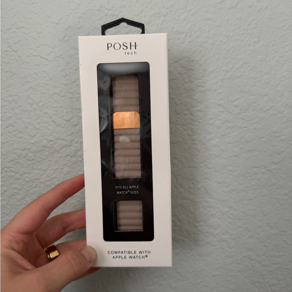 Posh Tech Riley Magnetic Faux Leather Band for Apple Watch in beige